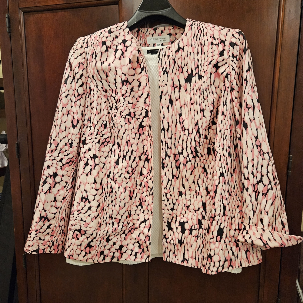 Le Suit Pink and Black Patterned Women's Blazer